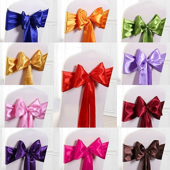 25pcs Satin Chair Sashes 280*14cm Bow Tie Chair Sash Band