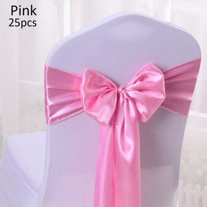 25pcs Satin Chair Sashes 280*14cm Bow Tie Chair Sash Band