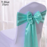 25pcs Satin Chair Sashes 280*14cm Bow Tie Chair Sash Band