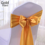 25pcs Satin Chair Sashes 280*14cm Bow Tie Chair Sash Band